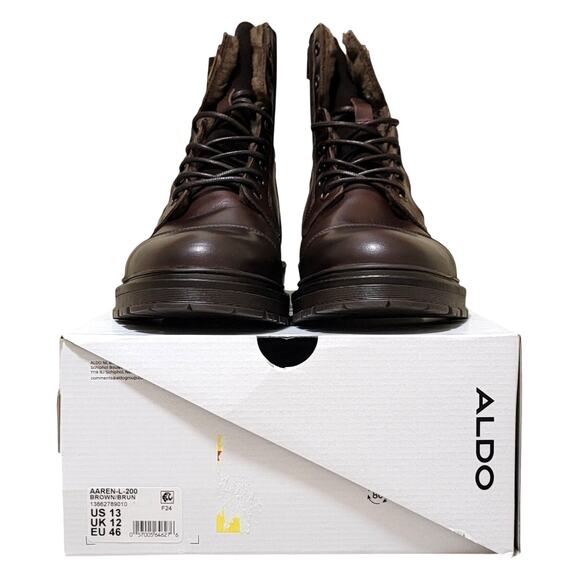 ALDO Men Aaren-L Cap Toe Faux Fur Lined Combat Boot Size US 13M Brown - Picture 5 of 5
